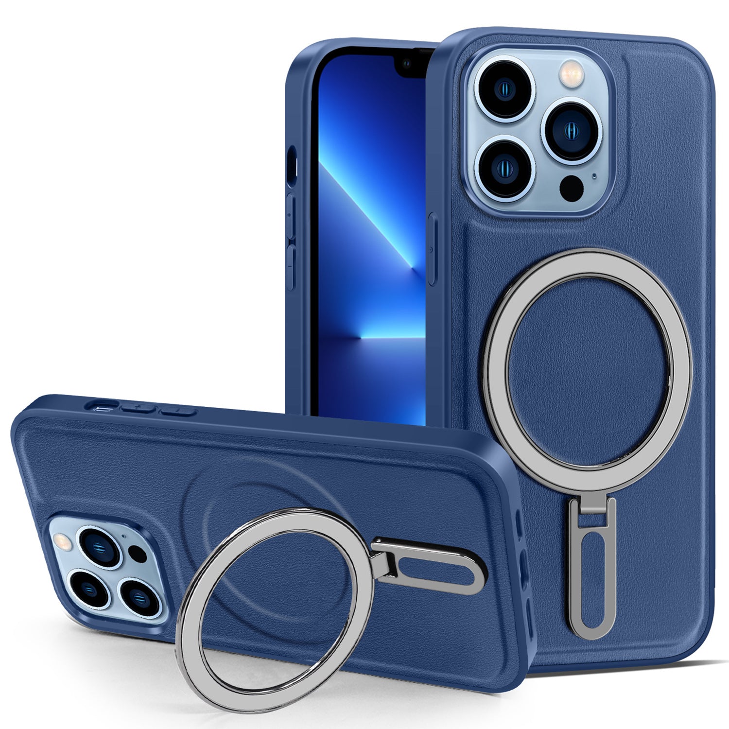For iPhone 13 Pro 6.1 inch Anti-drop PU Leather Coated PC TPU Phone Case Magnetic Cover with Kickstand For iPhone 13 Pro 6.1 inch Anti-drop PU Leather Coated PC TPU Phone Case Magnetic Cover with Kickstand